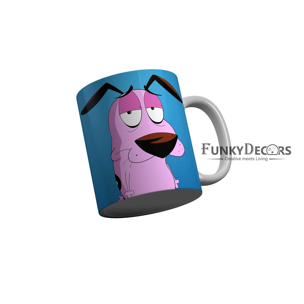 Funkydecors Courage The Cowardly Dog Cartoon Ceramic Mug 350 Ml Multicolor Mugs