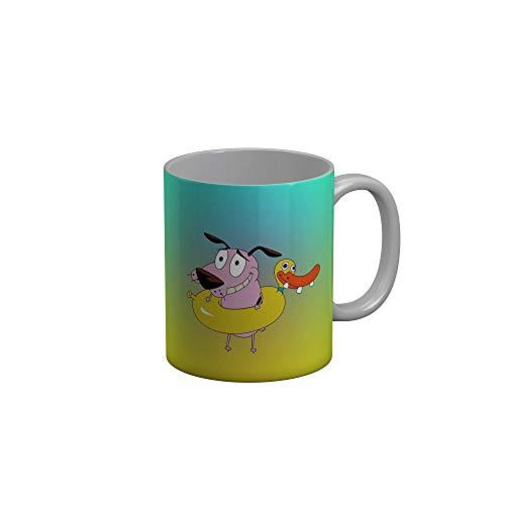 Funkydecors Courage The Cowardly Dog Cartoon Ceramic Mug 350 Ml Multicolor Mugs