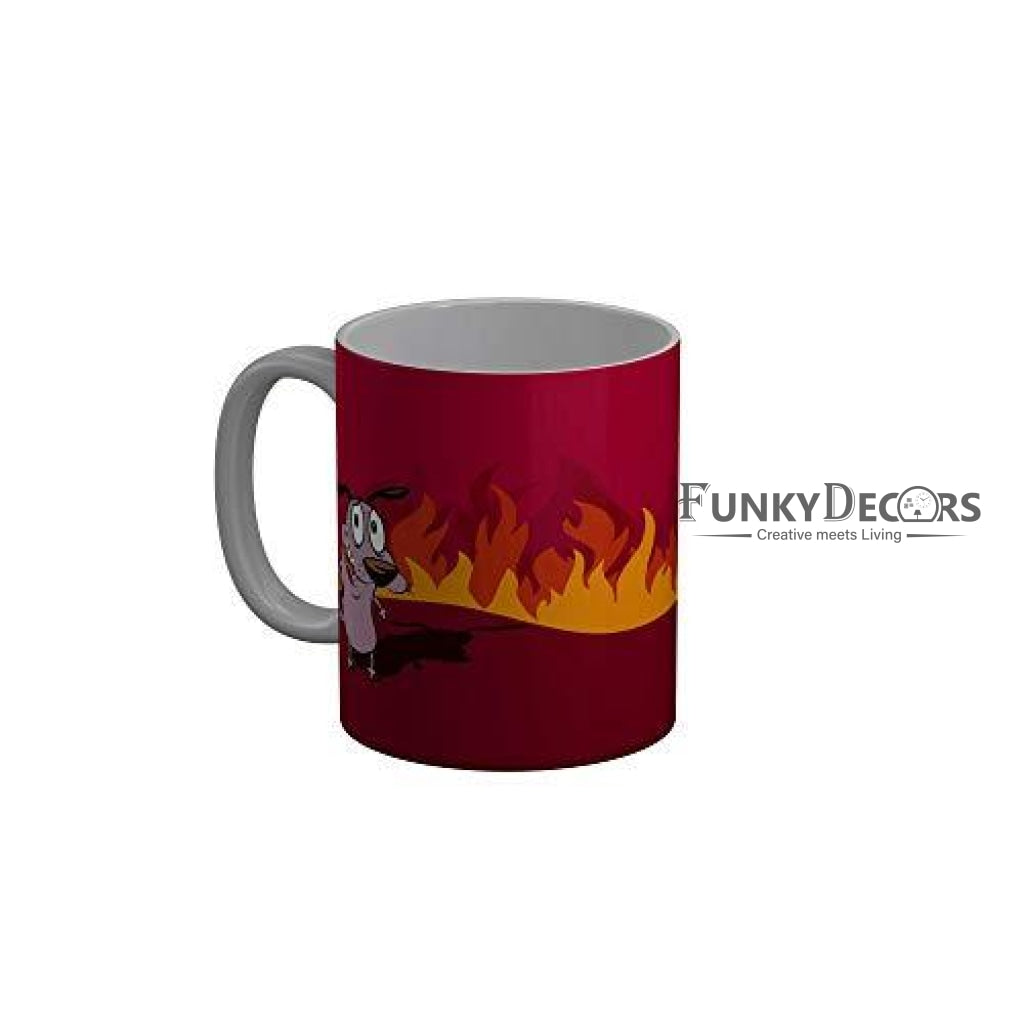 Funkydecors Courage The Cowardly Dog Cartoon Ceramic Mug 350 Ml Multicolor Mugs