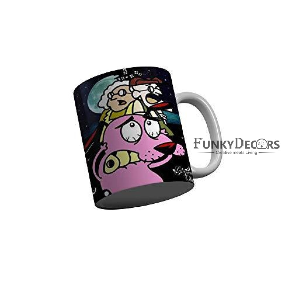 Funkydecors Courage The Cowardly Dog Cartoon Ceramic Mug 350 Ml Multicolor Mugs
