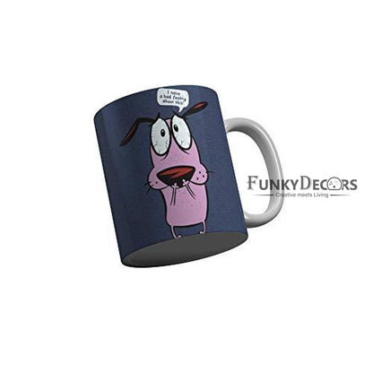 Funkydecors Courage The Cowardly Dog Cartoon Ceramic Mug 350 Ml Multicolor Mugs