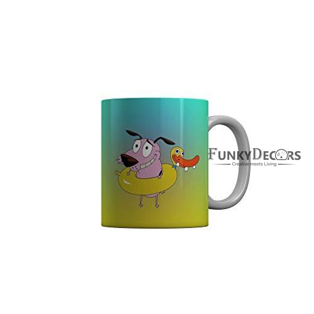 Funkydecors Courage The Cowardly Dog Cartoon Ceramic Mug 350 Ml Multicolor Mugs