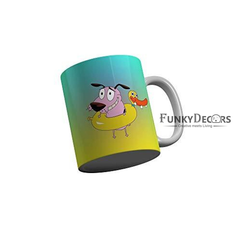 Funkydecors Courage The Cowardly Dog Cartoon Ceramic Mug 350 Ml Multicolor Mugs