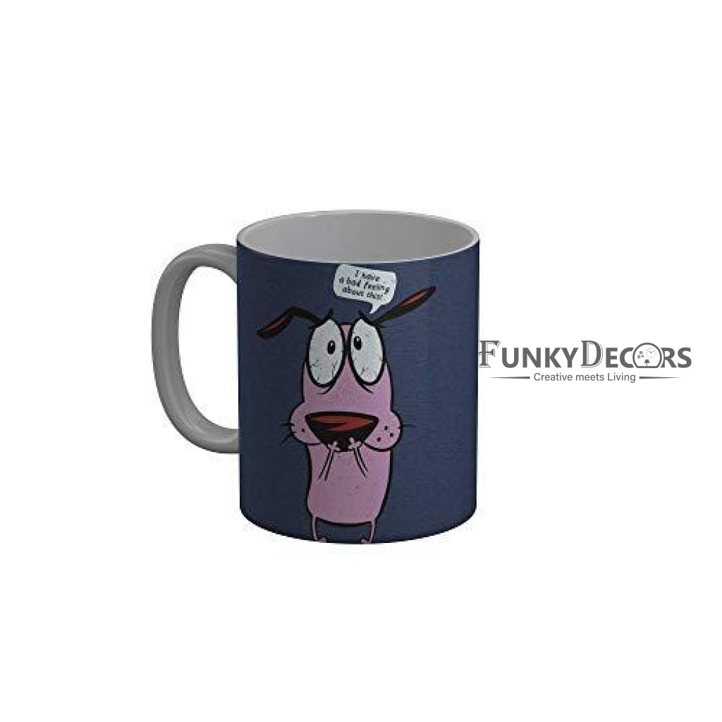 Funkydecors Courage The Cowardly Dog Cartoon Ceramic Mug 350 Ml Multicolor Mugs