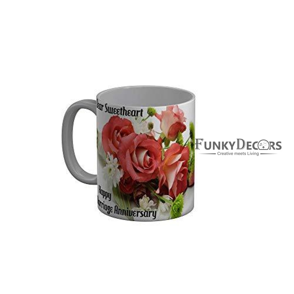 Funkydecors Dear Sweetheart Happy Marriage Anniversary Ceramic Mug 350 Ml Multicolor Mugs