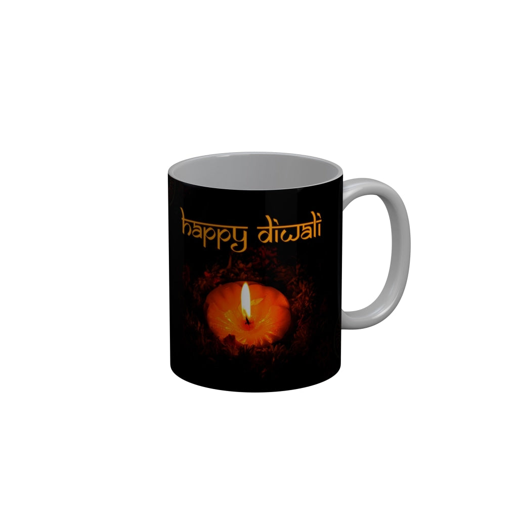 FunkyDecors Diwali Wishes Happy Diwali Special Diwali Ceramic Mug, 350 ML, Multicolor