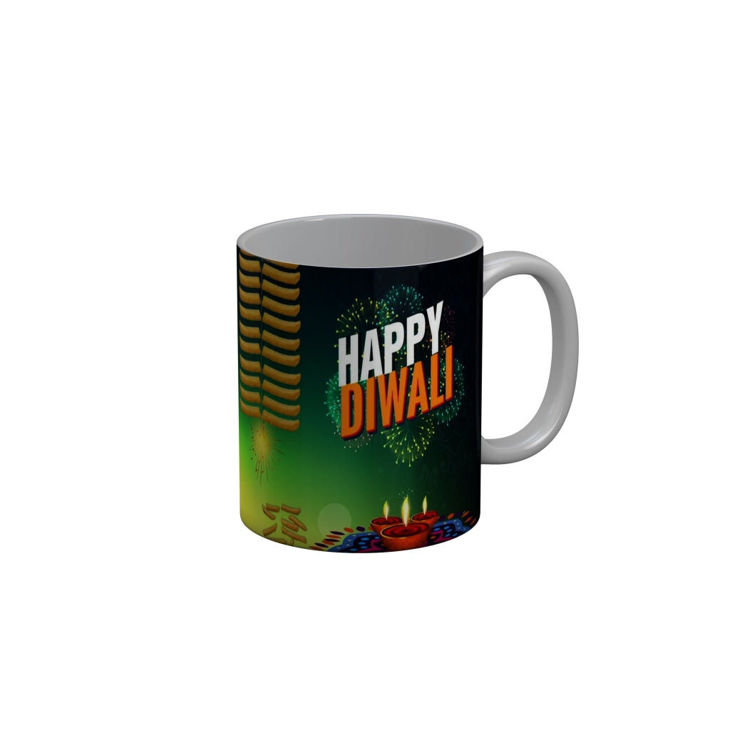 FunkyDecors Diwali Wishes Happy Diwali Special Diwali Ceramic Mug, 350 ML, Multicolor