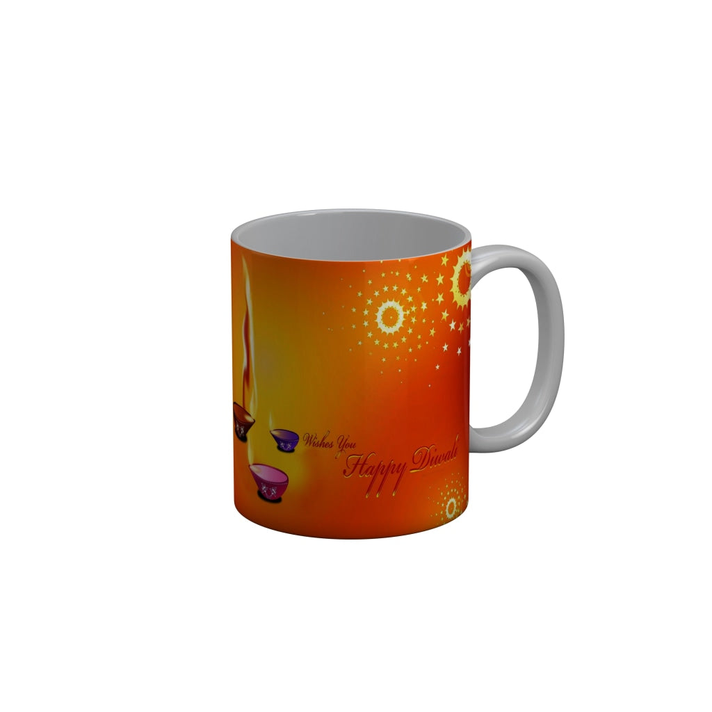 FunkyDecors Diwali Wishes Happy Diwali Special Diwali Ceramic Mug, 350 ML, Multicolor