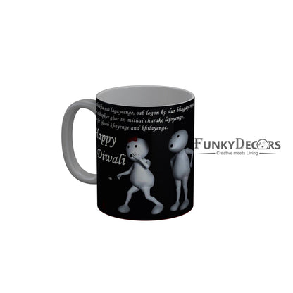 FunkyDecors Diwali Wishes Happy Diwali Special Diwali Ceramic Mug, 350 ML, Multicolor