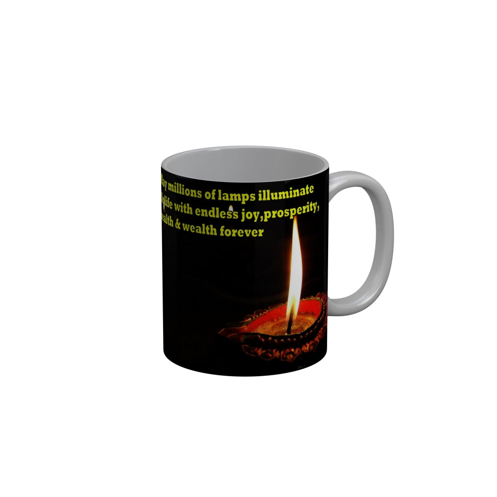 FunkyDecors Diwali Wishes Happy Diwali Special Diwali Ceramic Mug, 350 ML, Multicolor