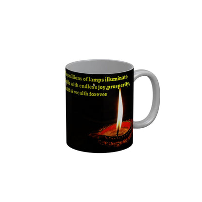 FunkyDecors Diwali Wishes Happy Diwali Special Diwali Ceramic Mug, 350 ML, Multicolor