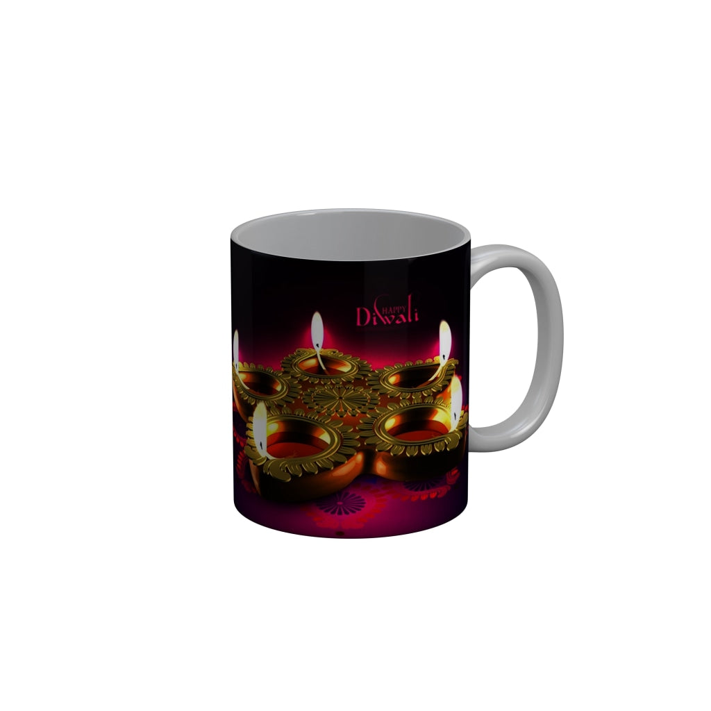 FunkyDecors Diwali Wishes Happy Diwali Special Diwali Ceramic Mug, 350 ML, Multicolor