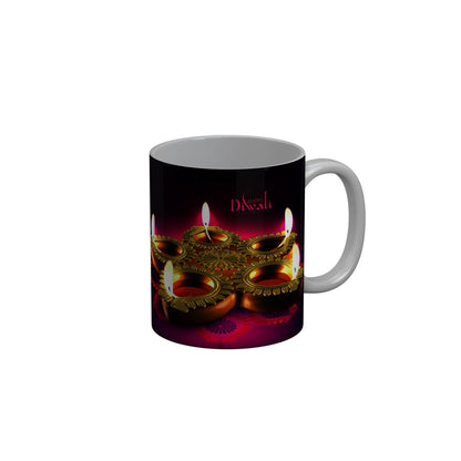 FunkyDecors Diwali Wishes Happy Diwali Special Diwali Ceramic Mug, 350 ML, Multicolor