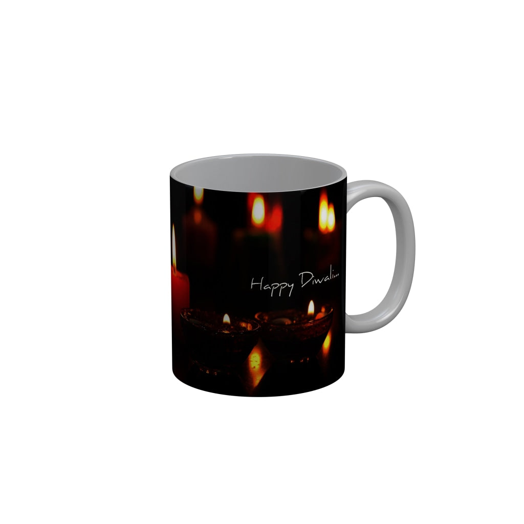 FunkyDecors Diwali Wishes Happy Diwali Special Diwali Ceramic Mug, 350 ML, Multicolor