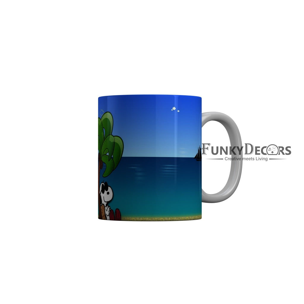 FunkyDecors Dog At Beaches Cartoon Ceramic Coffee Mug