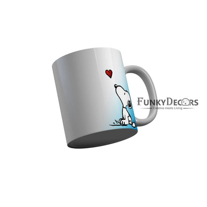 FunkyDecors Dog with Heart Cartoon Ceramic Coffee Mug