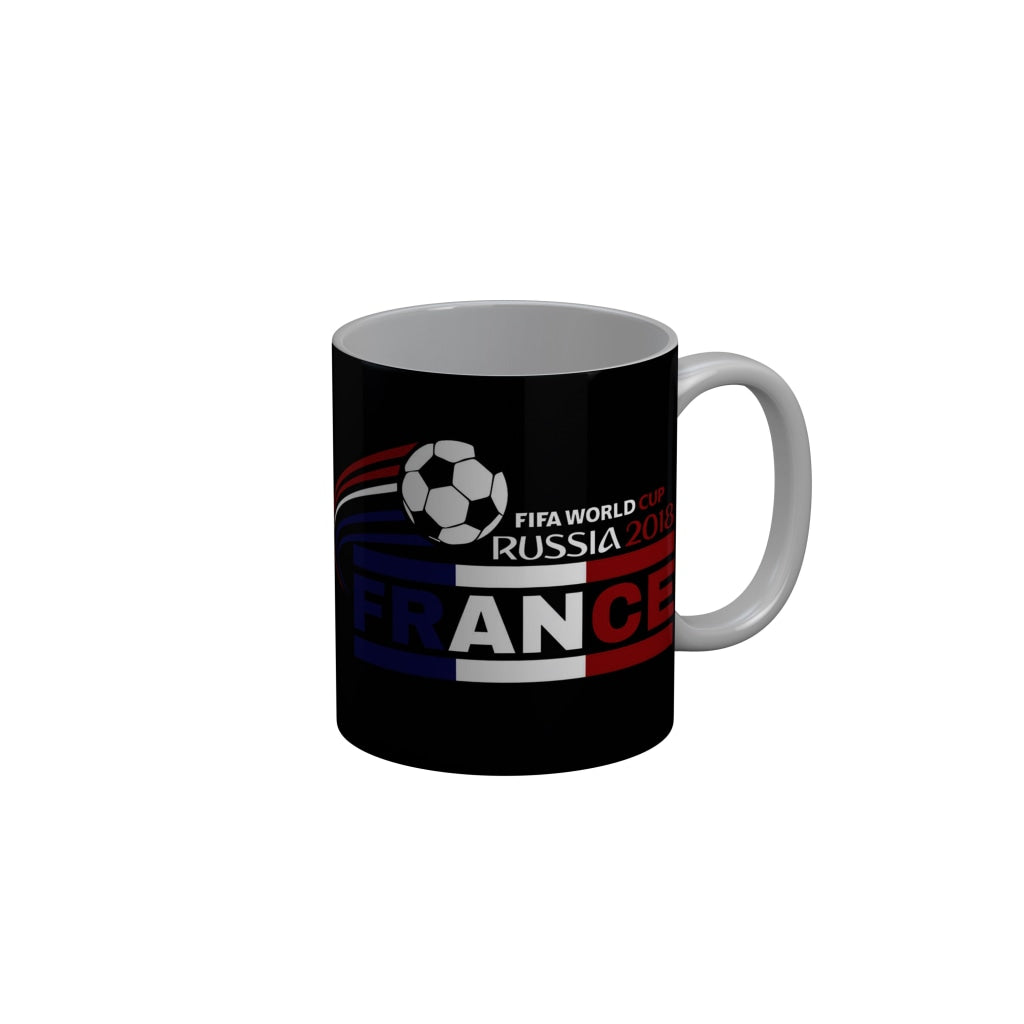 FunkyDecors Fifa World Cup Russia 2018 France Black Ceramic Coffee Mug, 350 ml