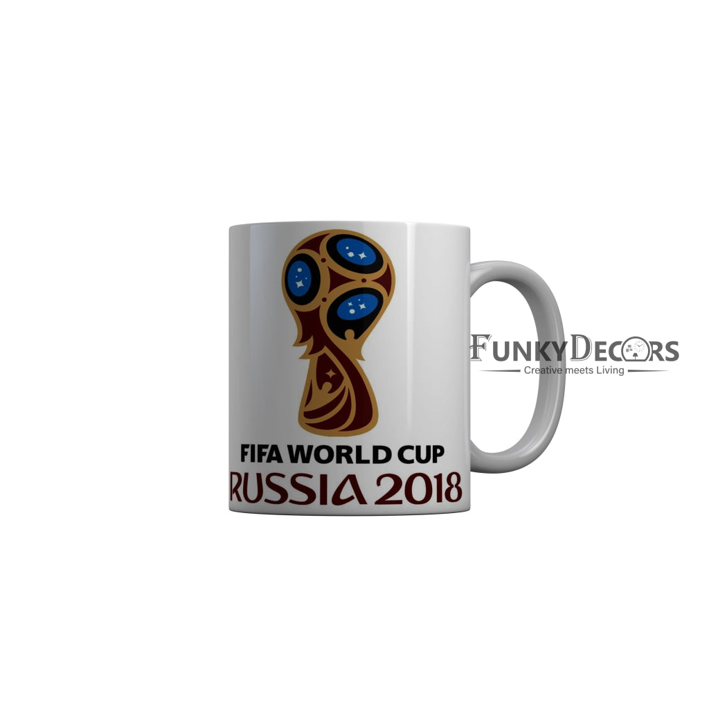 FunkyDecors Fifa World Cup Russia 2018 White Ceramic Coffee Mug, 350 ml