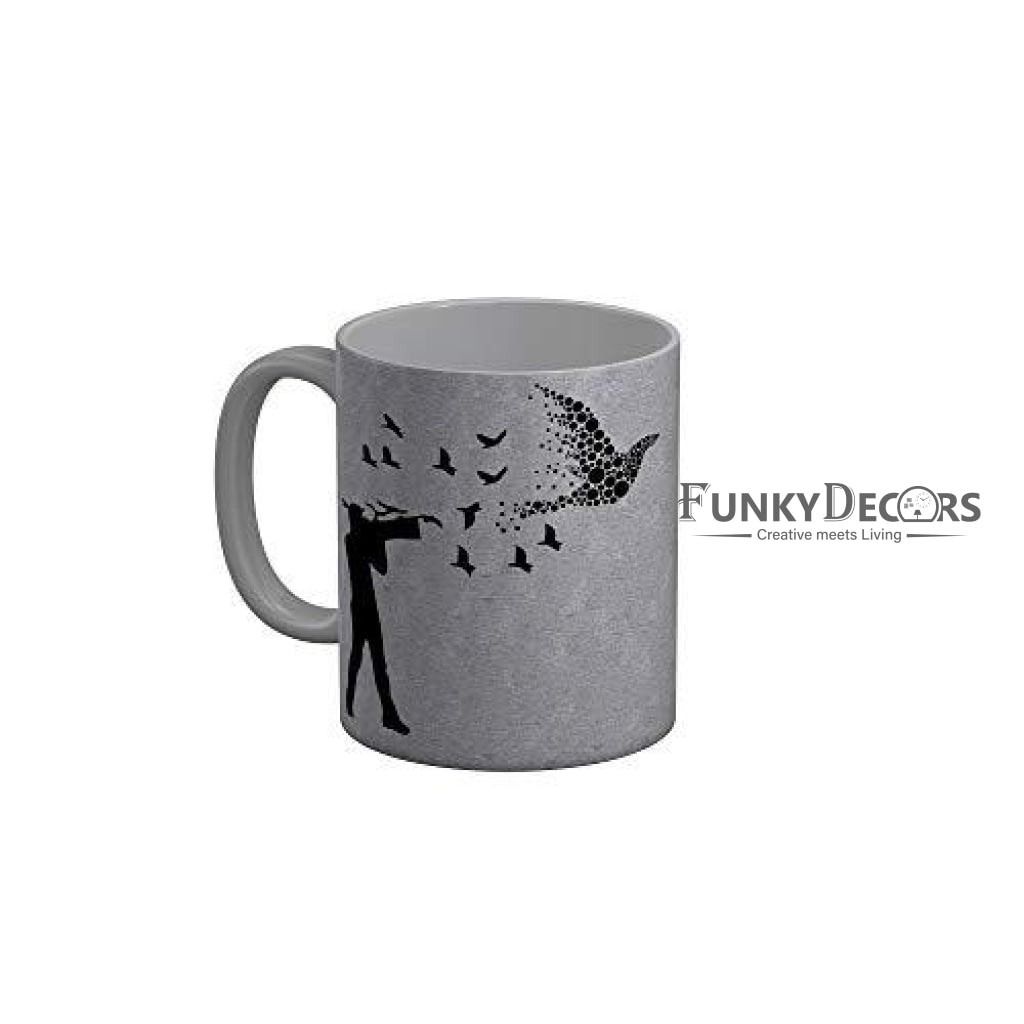 Funkydecors Flying Birds White Motivational Quotes Ceramic Coffee Mug 350 Ml Mugs