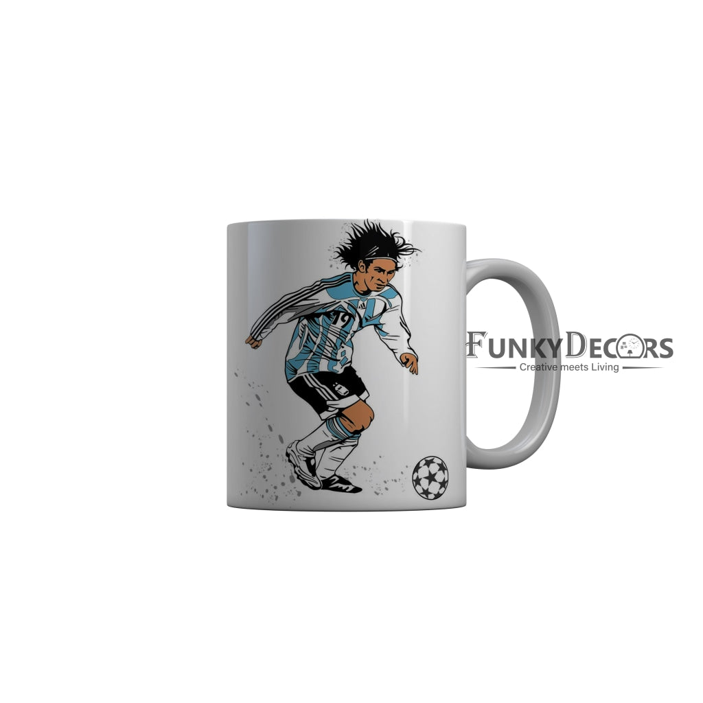 FunkyDecors Footballer White Ceramic Coffee Mug, 350 ml