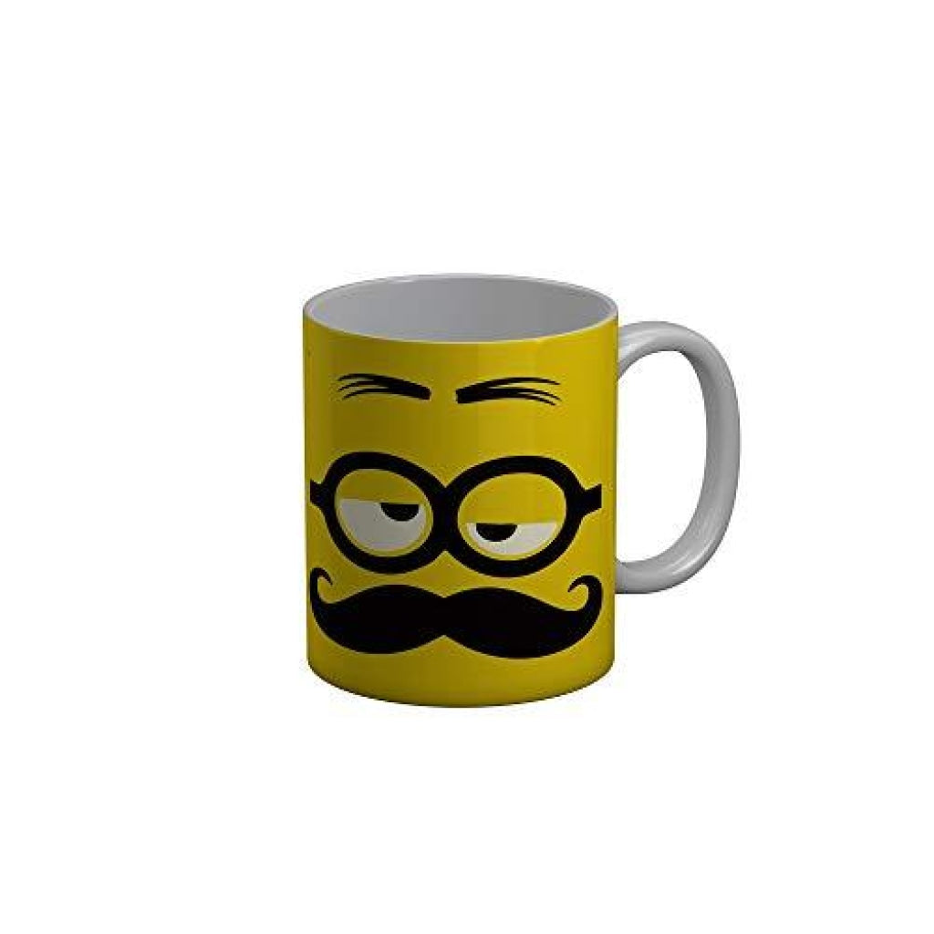 Funkydecors Funny Face Yellow Ceramic Coffee Mug 350 Ml Mugs