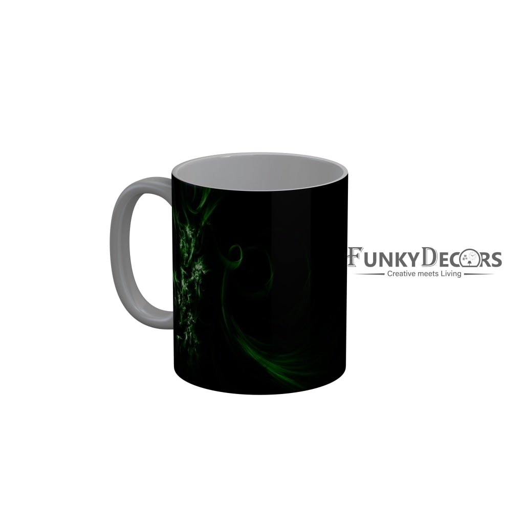 FunkyDecors Green Black Flower Pattern Ceramic Coffee Mug