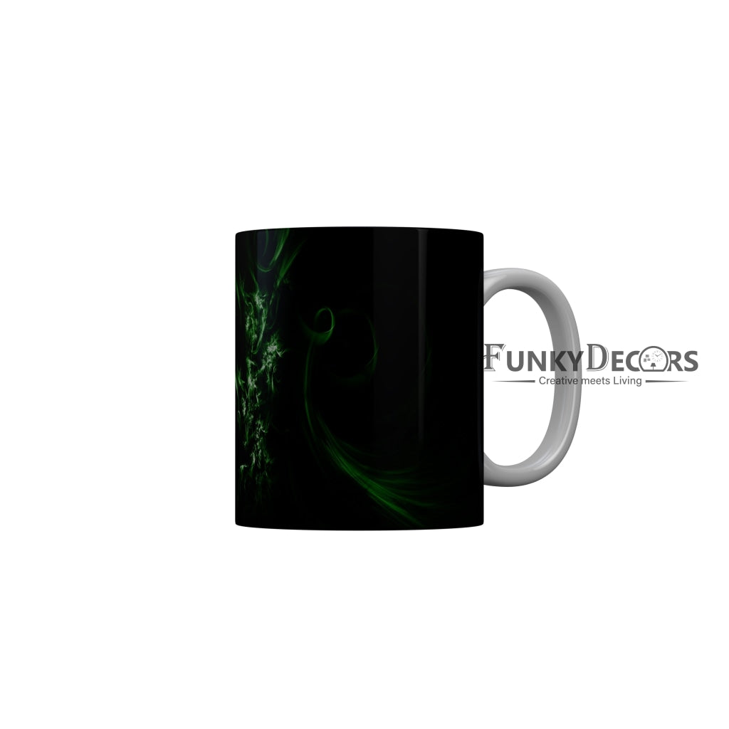 FunkyDecors Green Black Flower Pattern Ceramic Coffee Mug