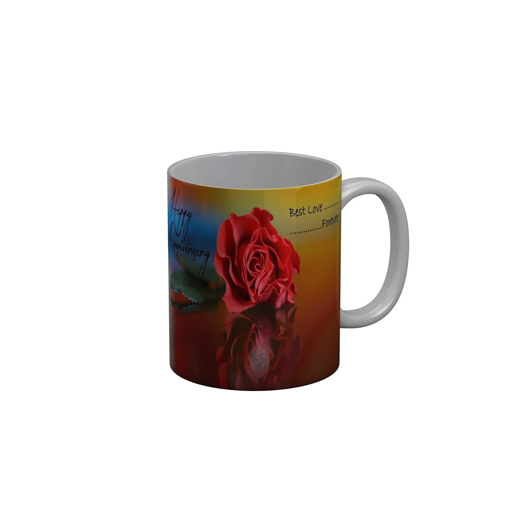 Funkydecors Happy Anniversary Best Love Forever Ceramic Mug 350 Ml Multicolor Mugs