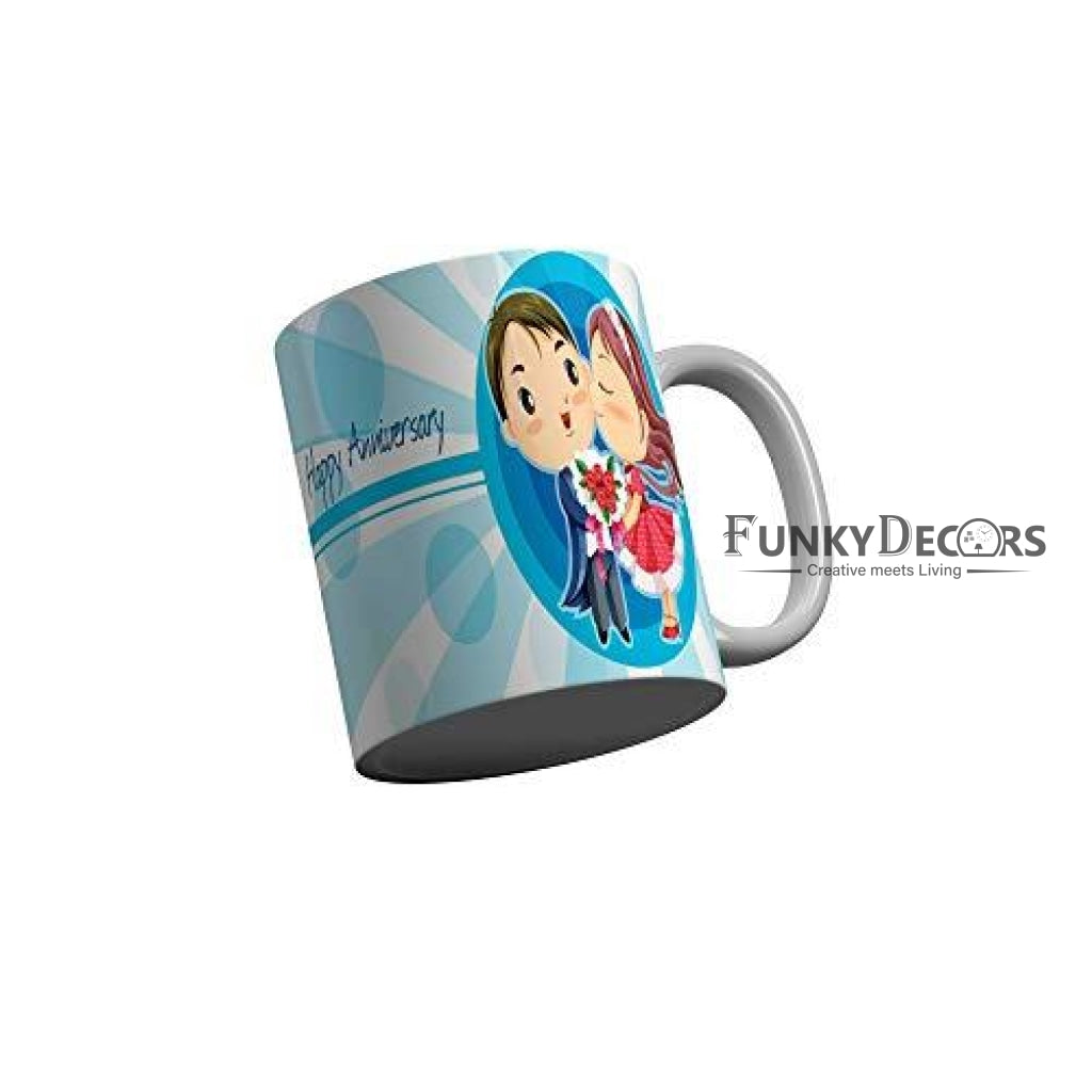 Funkydecors Happy Anniversary Ceramic Mug 350 Ml Multicolor Mugs