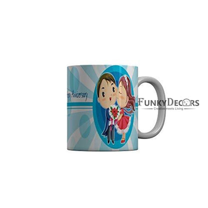 Funkydecors Happy Anniversary Ceramic Mug 350 Ml Multicolor Mugs