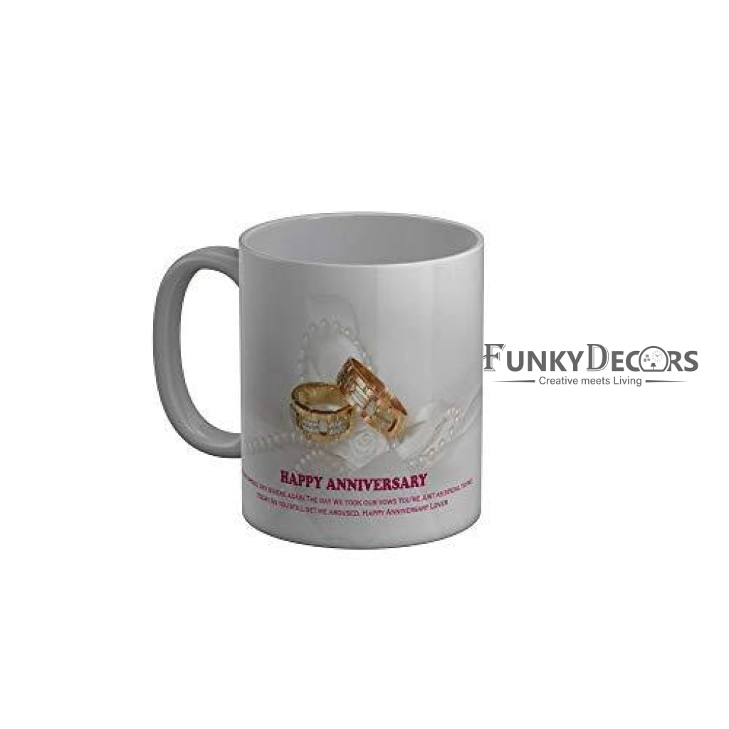 Funkydecors Happy Anniversary Ceramic Mug 350 Ml Multicolor Mugs