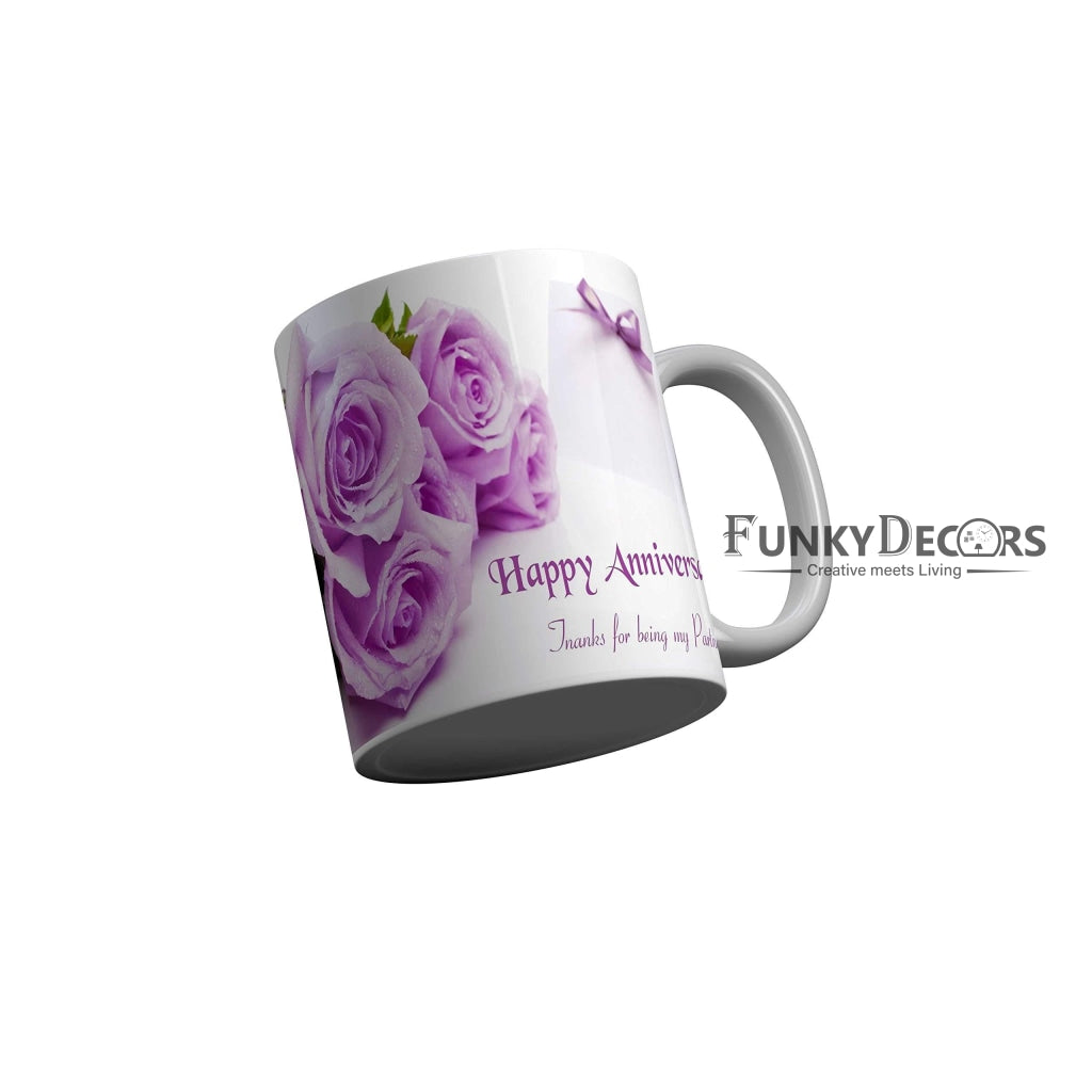 Funkydecors Happy Anniversary Ceramic Mug 350 Ml Multicolor Mugs