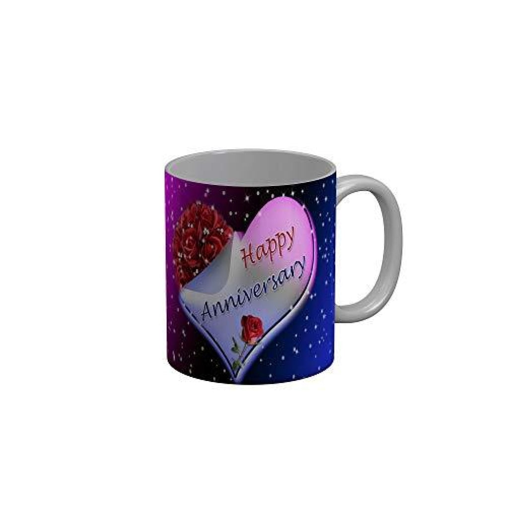 Funkydecors Happy Anniversary Ceramic Mug 350 Ml Multicolor Mugs