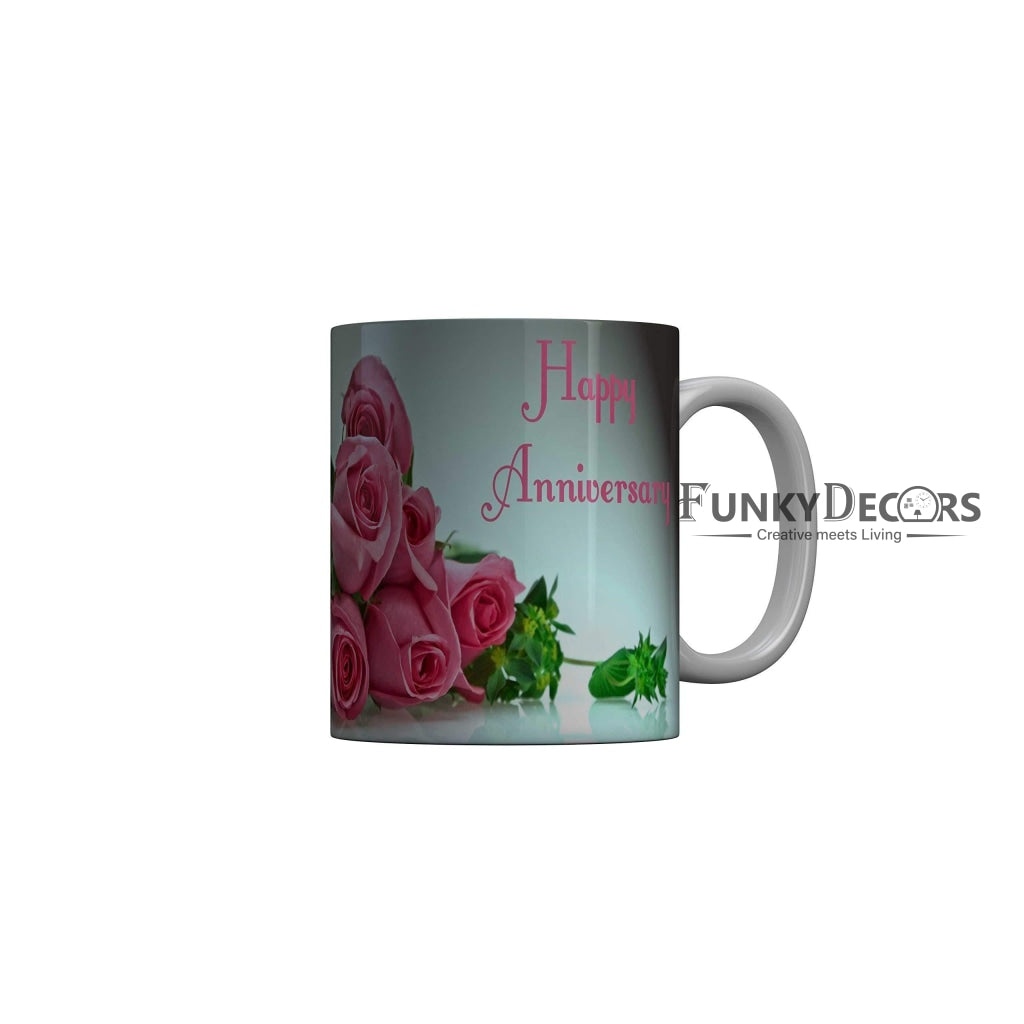 Funkydecors Happy Anniversary Ceramic Mug 350 Ml Multicolor Mugs