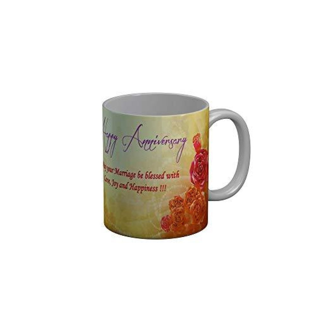 Funkydecors Happy Anniversary Ceramic Mug 350 Ml Multicolor Mugs