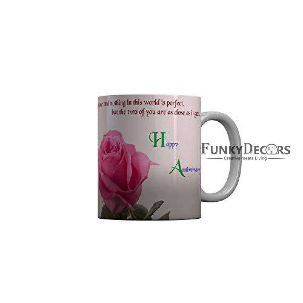 Funkydecors Happy Anniversary Ceramic Mug 350 Ml Multicolor Mugs
