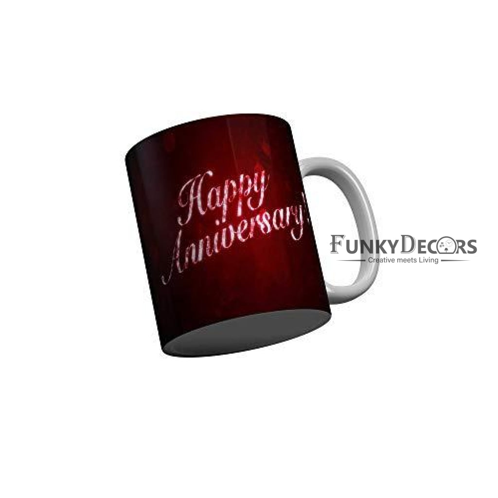 Funkydecors Happy Anniversary Ceramic Mug 350 Ml Multicolor Mugs