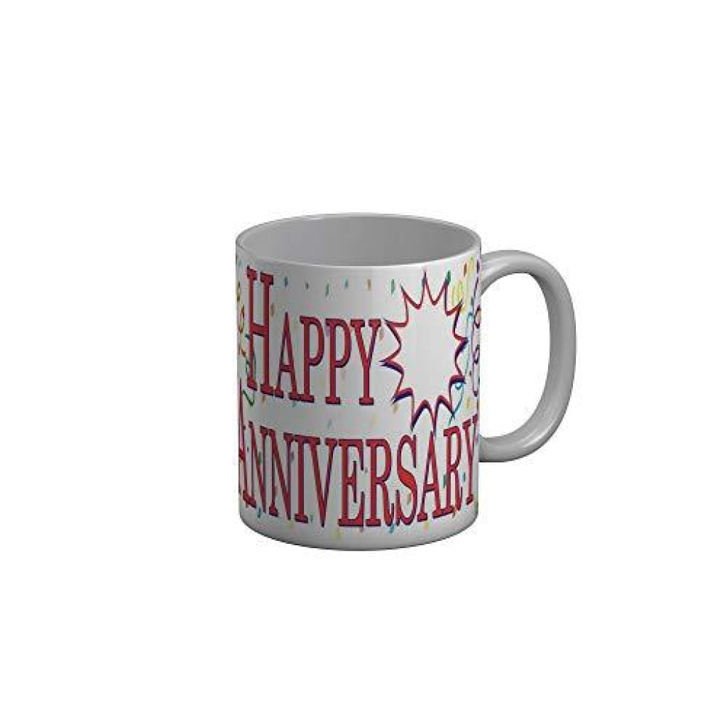 Funkydecors Happy Anniversary Ceramic Mug 350 Ml Multicolor Mugs