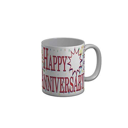 Funkydecors Happy Anniversary Ceramic Mug 350 Ml Multicolor Mugs
