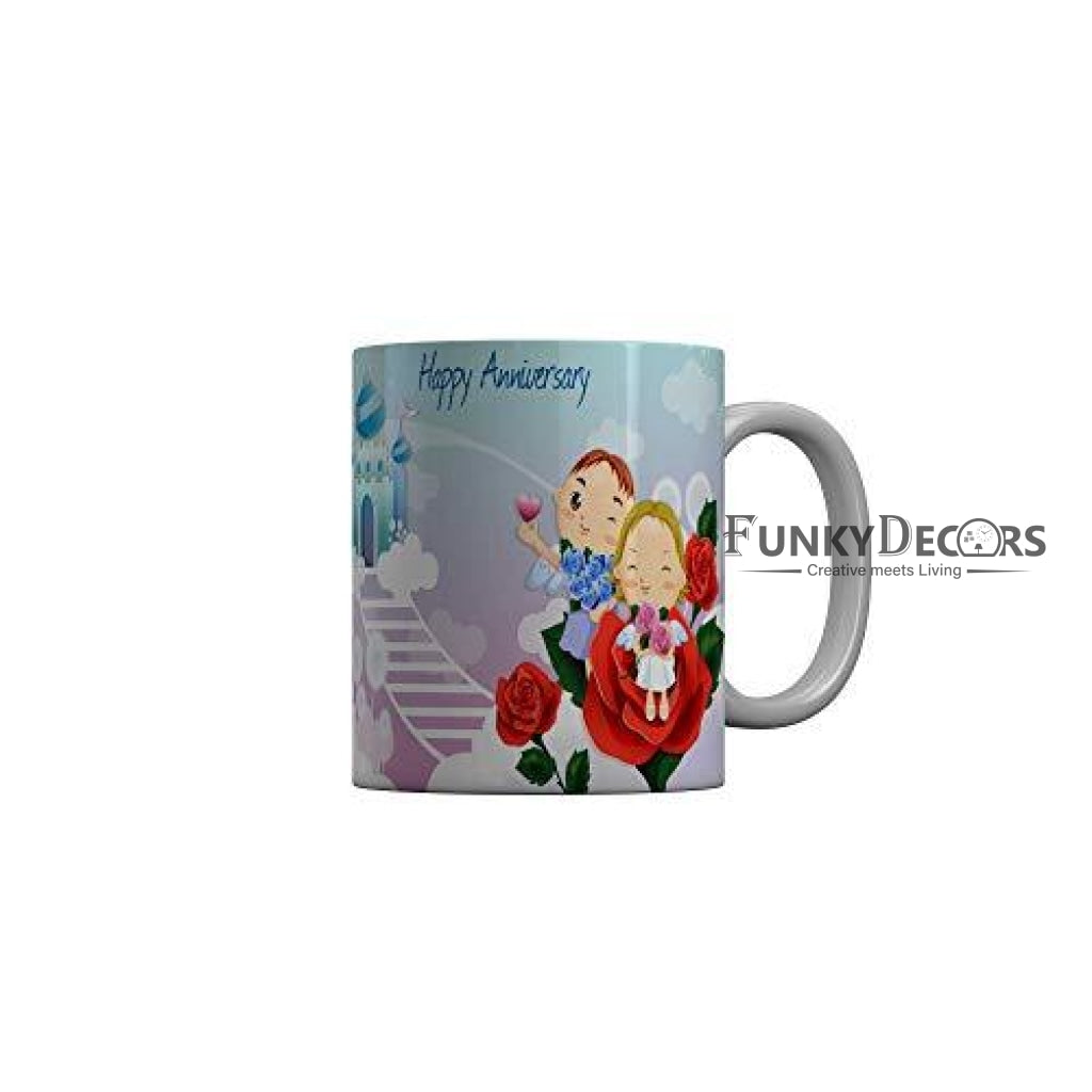 Funkydecors Happy Anniversary Ceramic Mug 350 Ml Multicolor Mugs