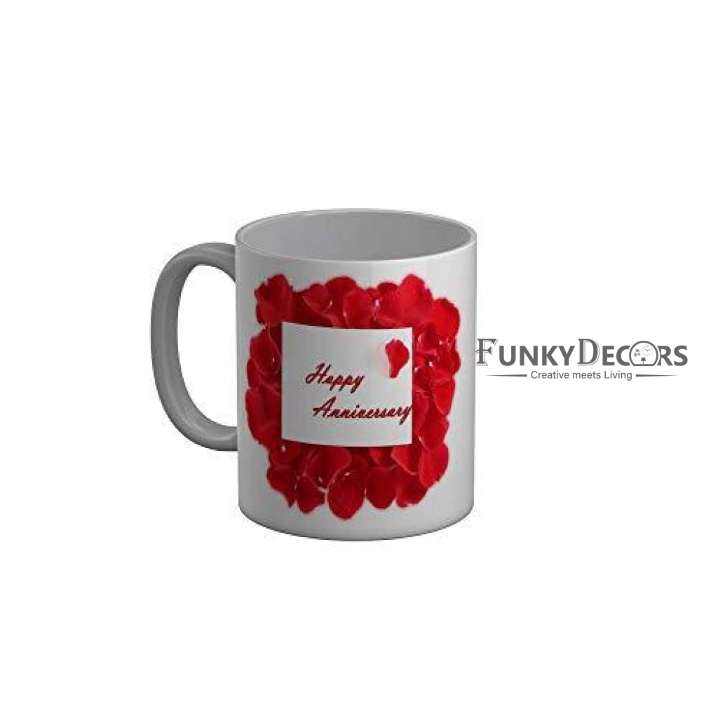 Funkydecors Happy Anniversary Ceramic Mug 350 Ml Multicolor Mugs
