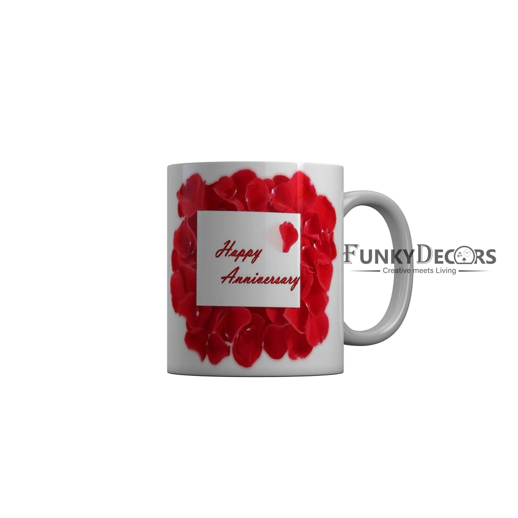Funkydecors Happy Anniversary Ceramic Mug 350 Ml Multicolor Mugs