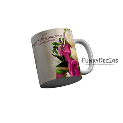 Funkydecors Happy Anniversary Ceramic Mug 350 Ml Multicolor Mugs