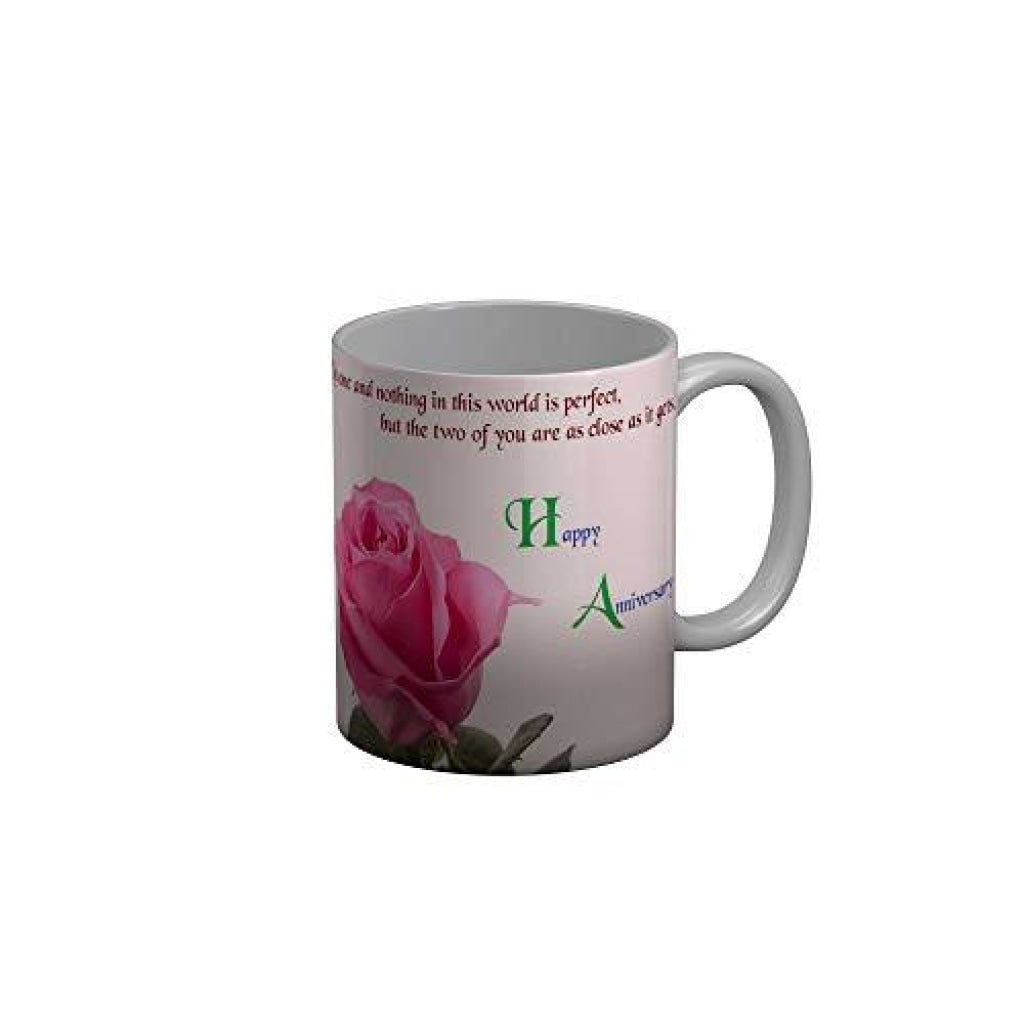 Funkydecors Happy Anniversary Ceramic Mug 350 Ml Multicolor Mugs