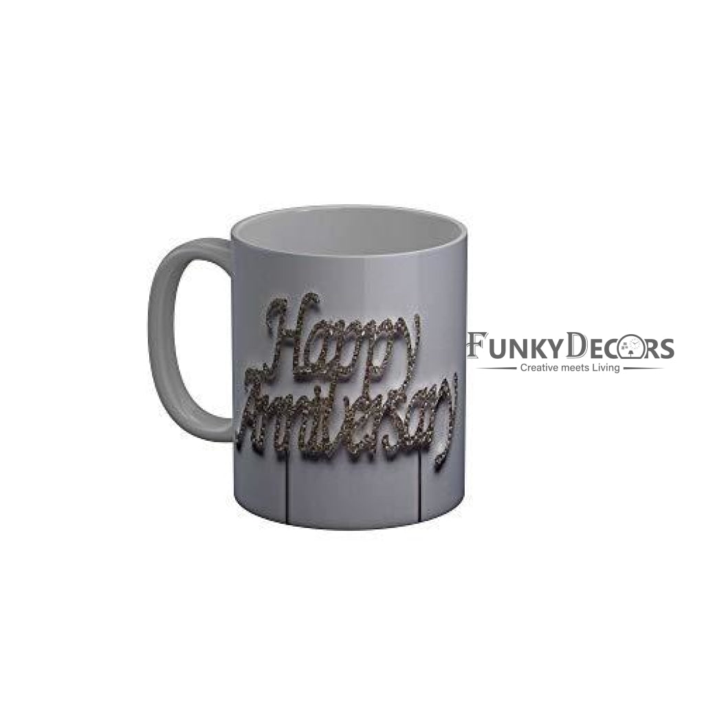 Funkydecors Happy Anniversary Ceramic Mug 350 Ml Multicolor Mugs