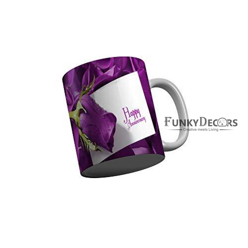 Funkydecors Happy Anniversary Ceramic Mug 350 Ml Multicolor Mugs