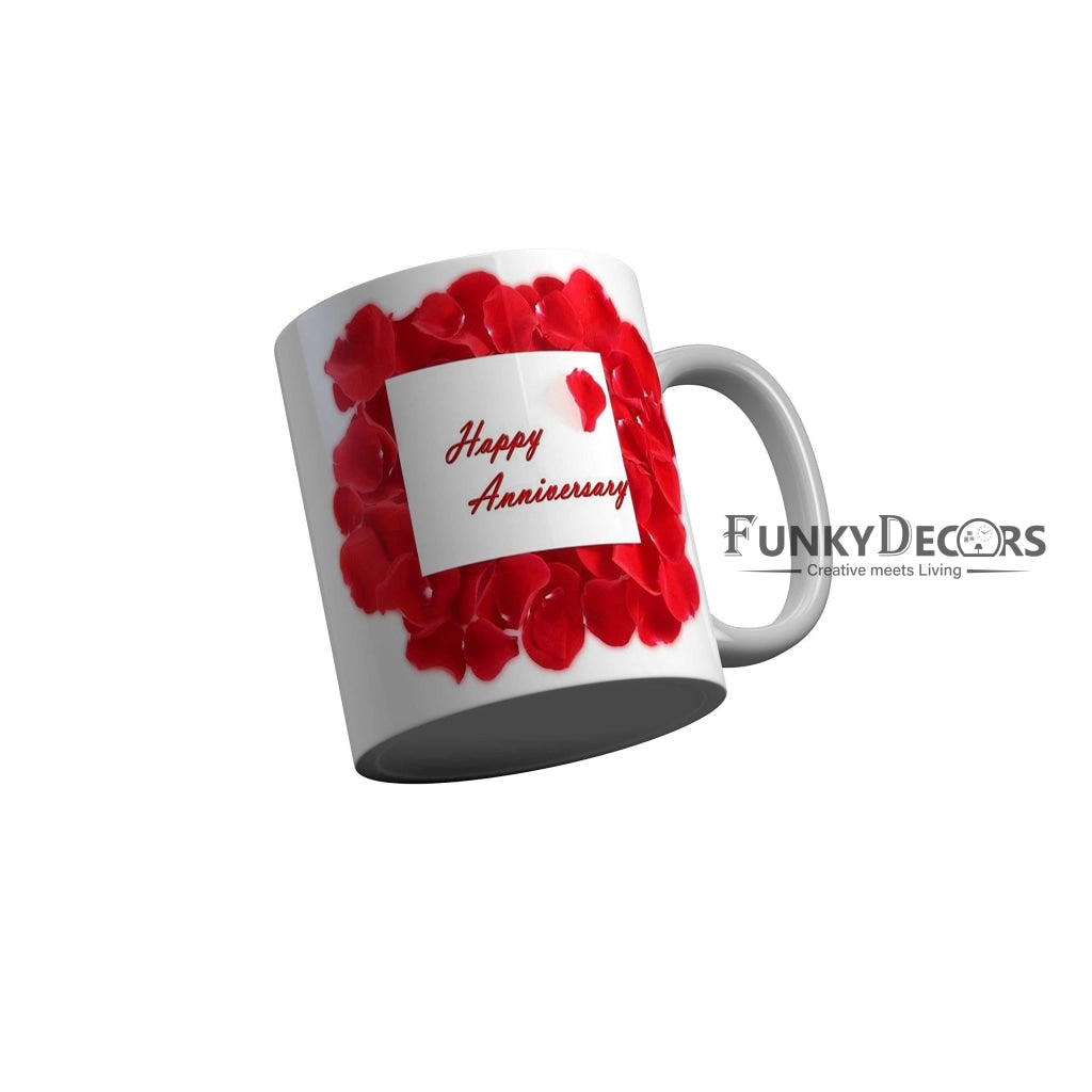 Funkydecors Happy Anniversary Ceramic Mug 350 Ml Multicolor Mugs
