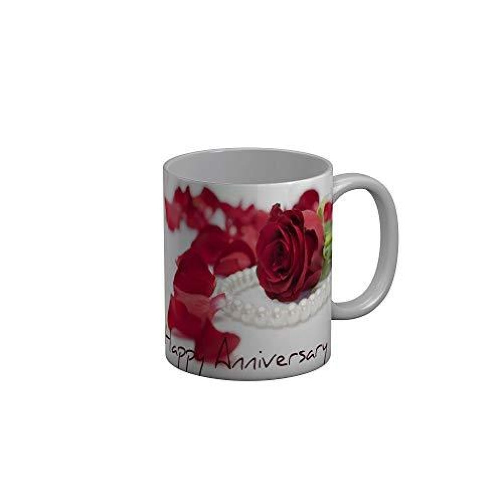 Funkydecors Happy Anniversary Ceramic Mug 350 Ml Multicolor Mugs