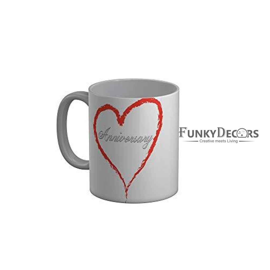 Funkydecors Happy Anniversary Ceramic Mug 350 Ml Multicolor Mugs