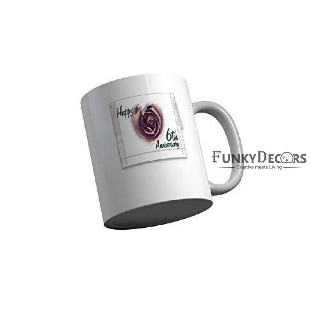 Funkydecors Happy Anniversary Ceramic Mug 350 Ml Multicolor Mugs